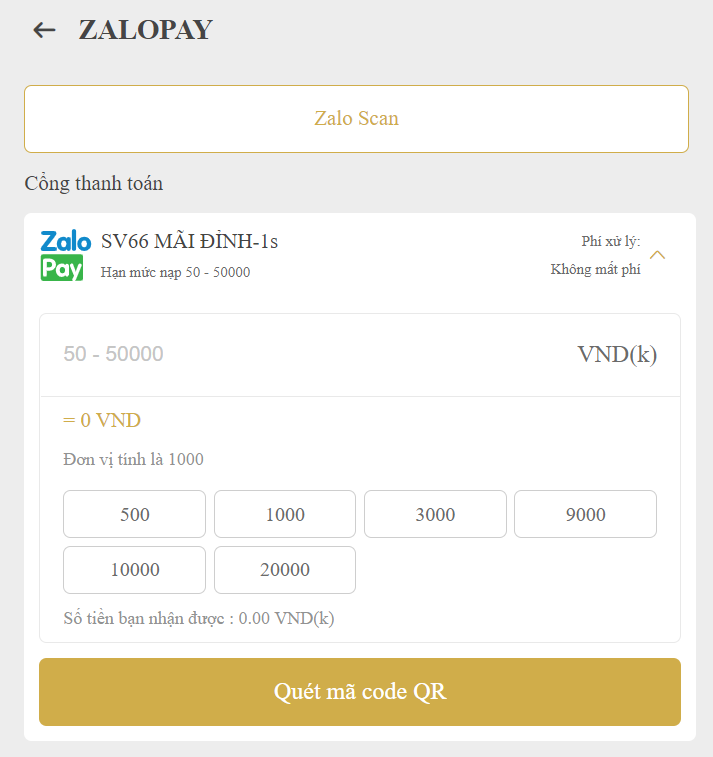 Giao dịcch qua Zalo pay